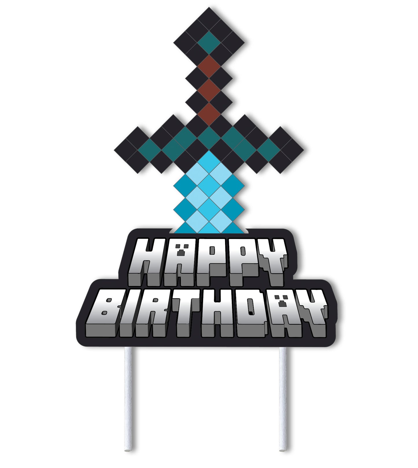 Mining Pixel Gaming Cake Topper